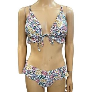 Adore Me Bikini Set Two Piece Swimsuit Floral Ruffle Cheeky